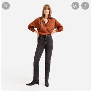 Rare Everlane High-Rise Straight Washed Black Jeans